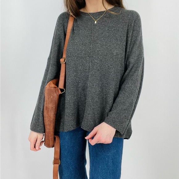Madewell Sweaters - madewell wool alpaca blend slouchy boho knit crewneck sweater gray size m